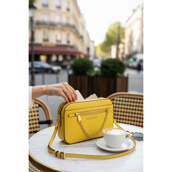 MICHAEL KORS OUTLET JET SET ITEM EAST WEST CHAIN CROSSBODY BAG YELLOW NWOT - Picture 5 of 5